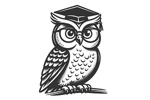 Wise owl in graduation cap vector, an Animal Illustration by AlexArt