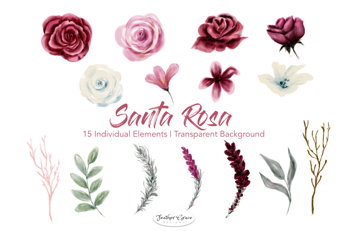 Watercolor Flowers Pink Burgundy, a Graphic by Feather Grace Designs (Photo 5 of 6)