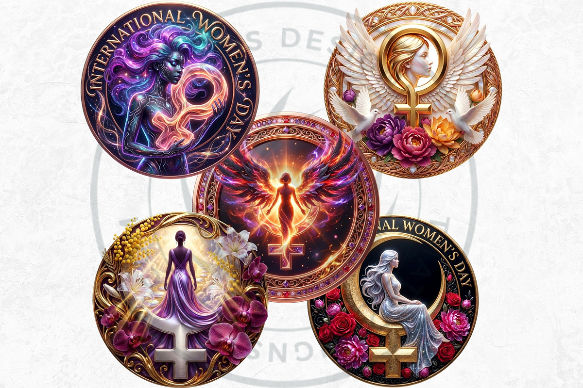 Women's Day Round Cliparts V3, a Seasonal Illustration by ThatsDesignArt (Photo 8 of 11)