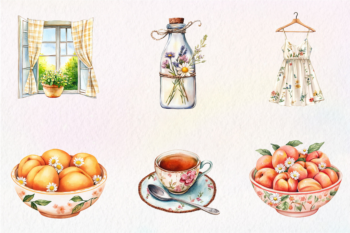 Summer Cottagecore Morning Clipart, an Illustration by CreationArt (Photo 3 of 9)