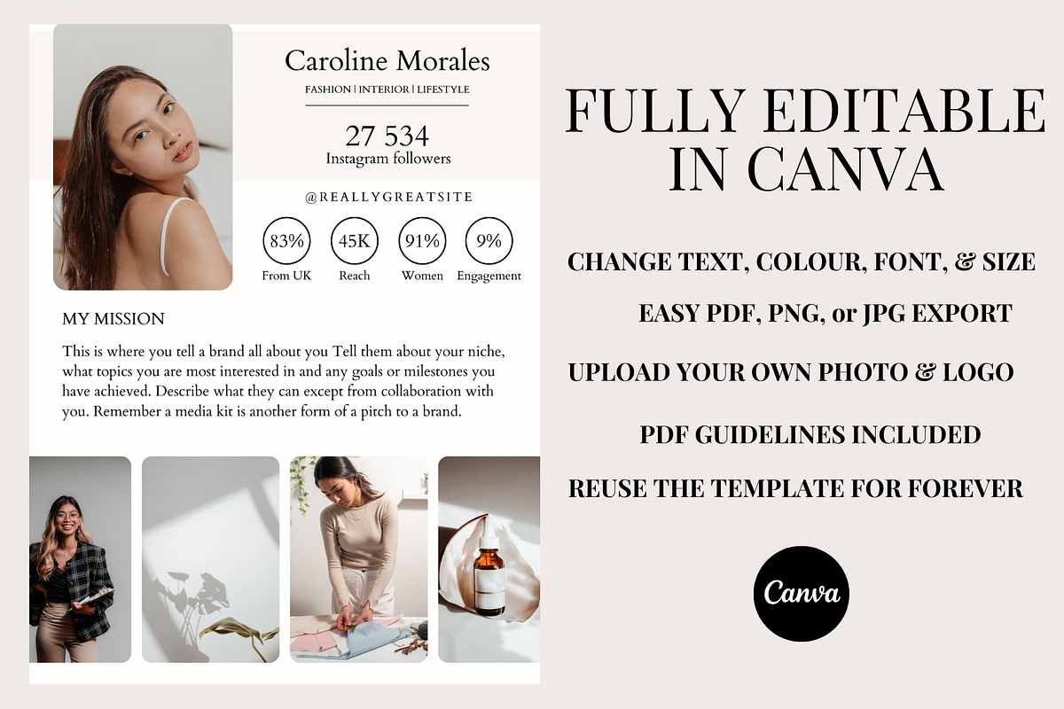 2 Page Influencer Media Kit Canva, a Social Media Template by Daily Creative (Photo 2 of 5)