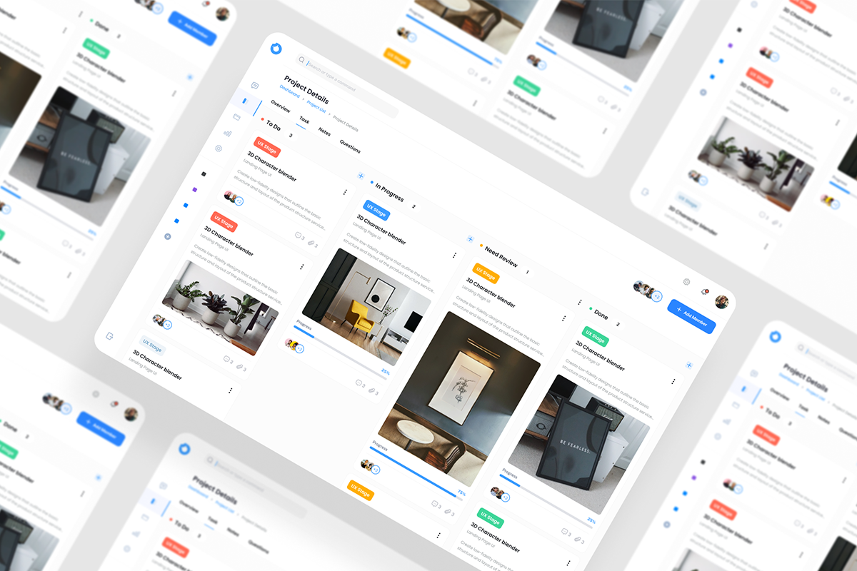 Task Management Dashboard UI Kit, an UI Kit Template by iDoodle Studio