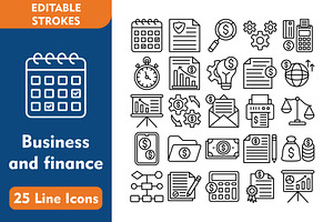 Business and finance 25 Line Icons, an Icon by Pexelpy