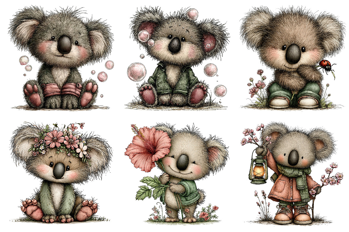 Whimsical Spring Koala Clipart, an Illustration by Dream Creation (Photo 4 of 7)