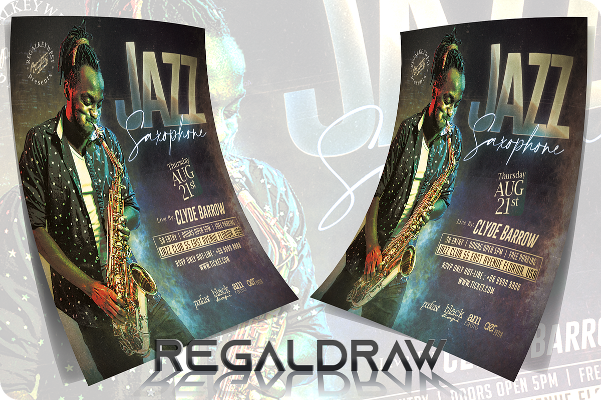Jazz Saxophone Flyer, a Flyer Template by regalDRAW (Photo 2 of 3)