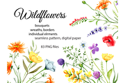 Watercolor Wildflowers clipart, a Decorative Illustration by Lemon design (Thumbnail 1 of 21)