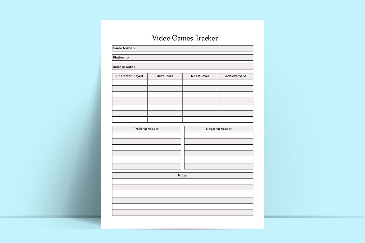 Video game score tracker KDP interior