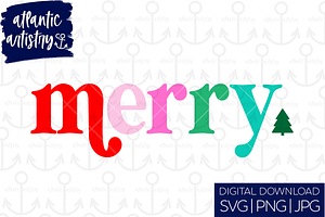 Colorful merry SVG, PNG Christmas