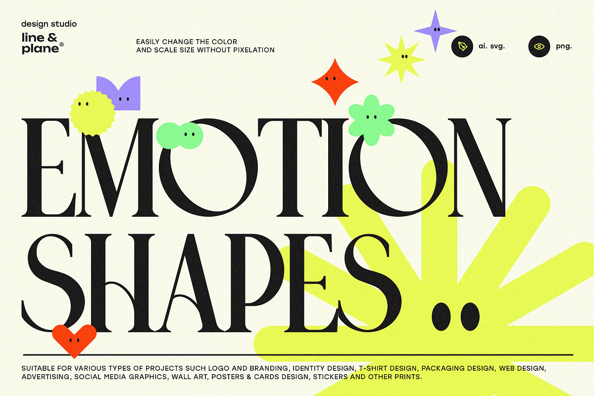 Shapes Set 50 Pieces - Cute Emotion, an Object Graphic by line & plane (Photo 1 of 8)