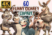 Funny Donkey Clipart PNG Bundle, a Graphic by M9 Design (Thumbnail 1 of 8)