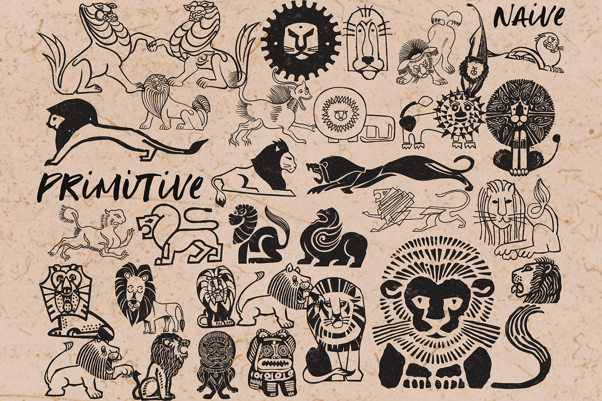 Stylized lion stamps for Procreate, a Brush Add-On by TheWhiteCatLab (Photo 3 of 3)
