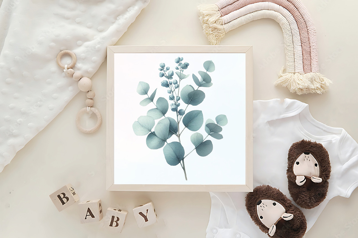 Watercolor Eucalyptus Clipart, an Illustration by CraftArtStudio (Photo 6 of 6)