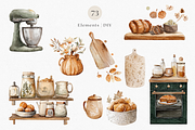 Watercolor Autumn Baking Clipart, a Decorative Illustration by ThaismotaCreativeCo (Thumbnail 4 of 12)