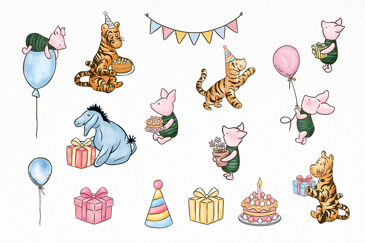 Classic Winnie the Pooh Birthday, an Animal Illustration by SvetaArtStore (Photo 4 of 8)
