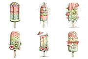 Whimsical Summer Ice Cream Clipart, an Illustration by designcity5 (Thumbnail 4 of 5)
