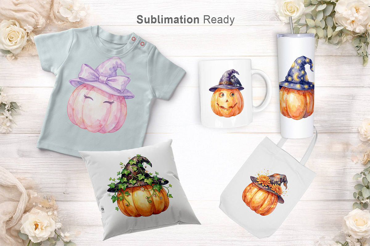 Witch Hat Pumpkin Sublimation, an Illustration by Artnoy (Photo 6 of 8)