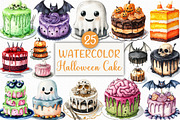 Watercolor Halloween Cake Clipart, an Illustration by Craft Nest (Thumbnail 1 of 6)