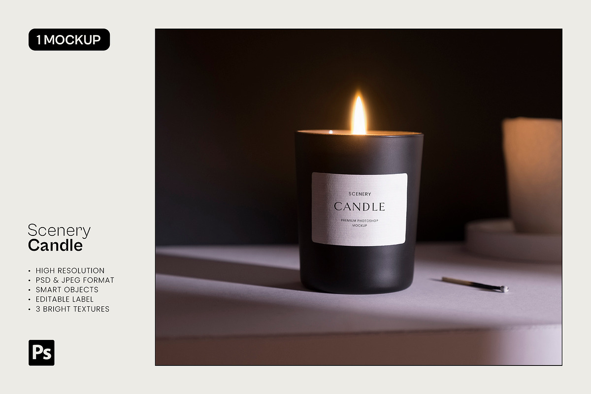 Realistic Candle - 6 Mockups Set, a Packaging Mockup by Studio Lanterne (Photo 7 of 7)