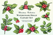 Christmas plants. Cliparts+ wreaths., an Illustration by OlyaGutArt (Thumbnail 5 of 7)