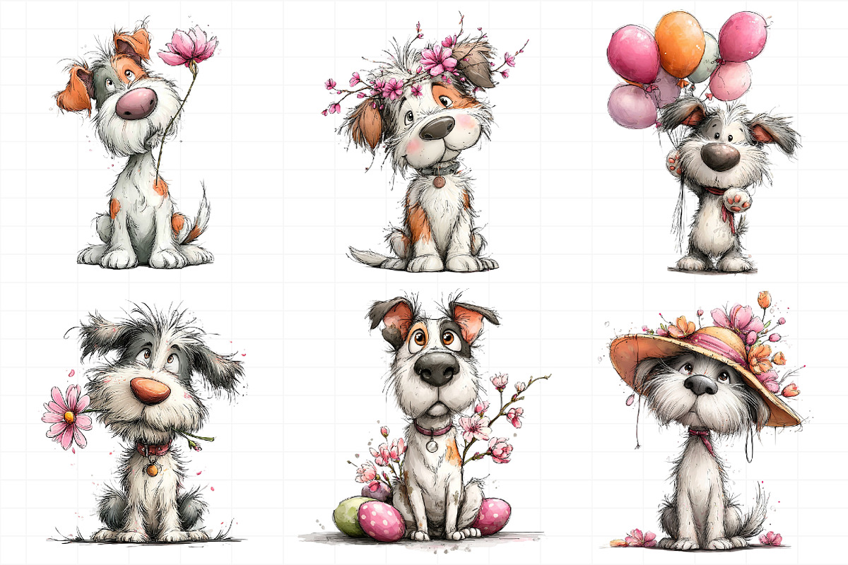 Whimsical Spring Dogs Clipart, an Illustration by Daily.Designs (Photo 4 of 7)