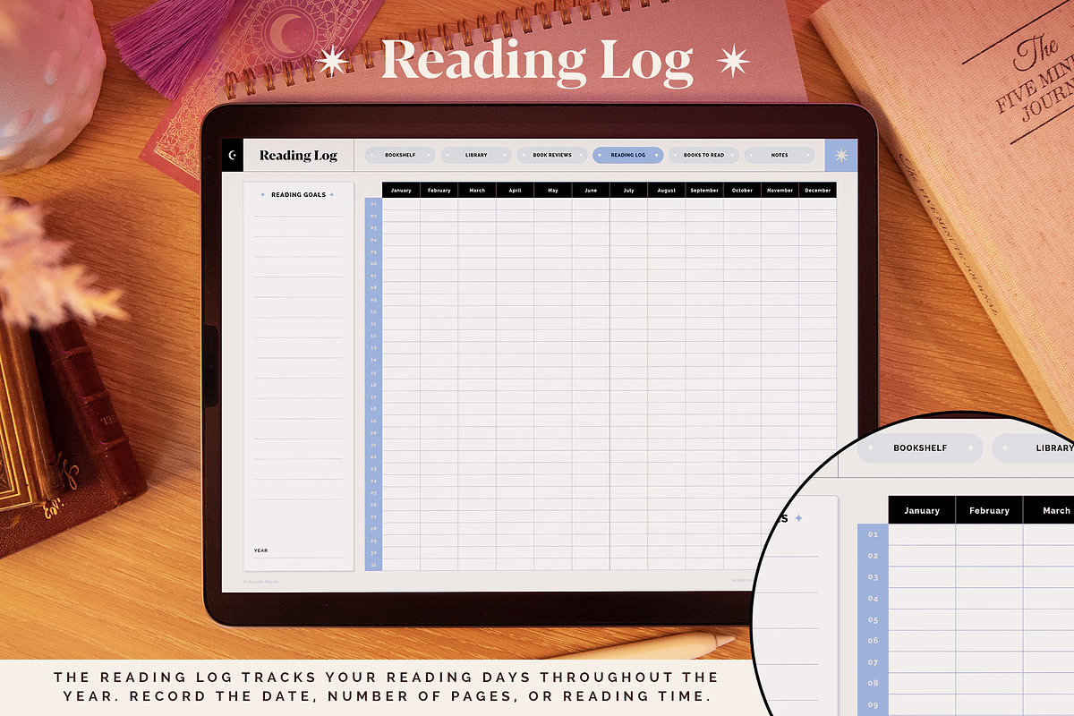 Digital Reading Journal – Blue, a Stationery Template by Aurelie Maron (Photo 6 of 9)