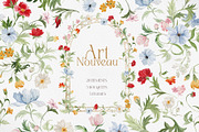 Watercolor Flower - Art Nouveau, a Decorative Illustration by Beigetime (Thumbnail 1 of 14)