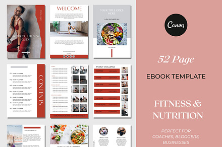 Fitness coach ebook template Canva, a Magazine Template by Deepa Template Studio