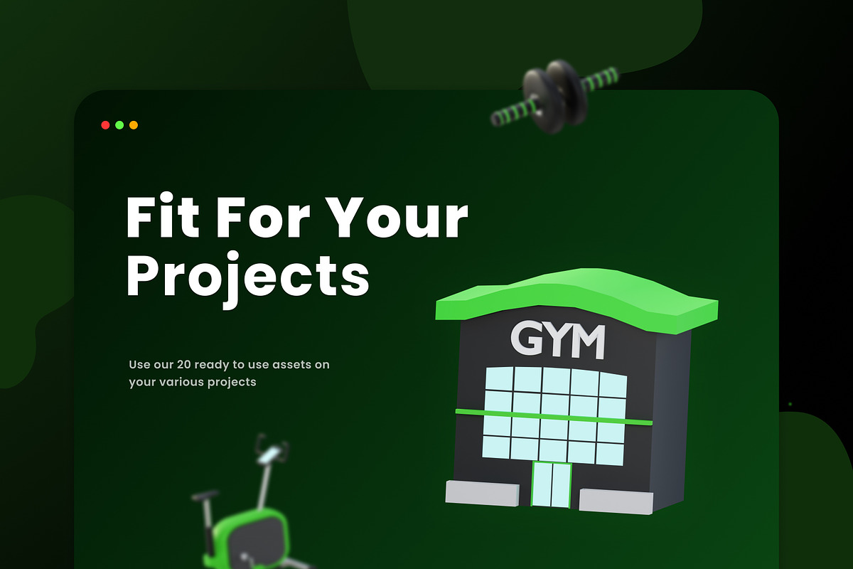 Fitness & Gym 3D Icons, an Object 3D Model by Azam Creative (Photo 4 of 5)