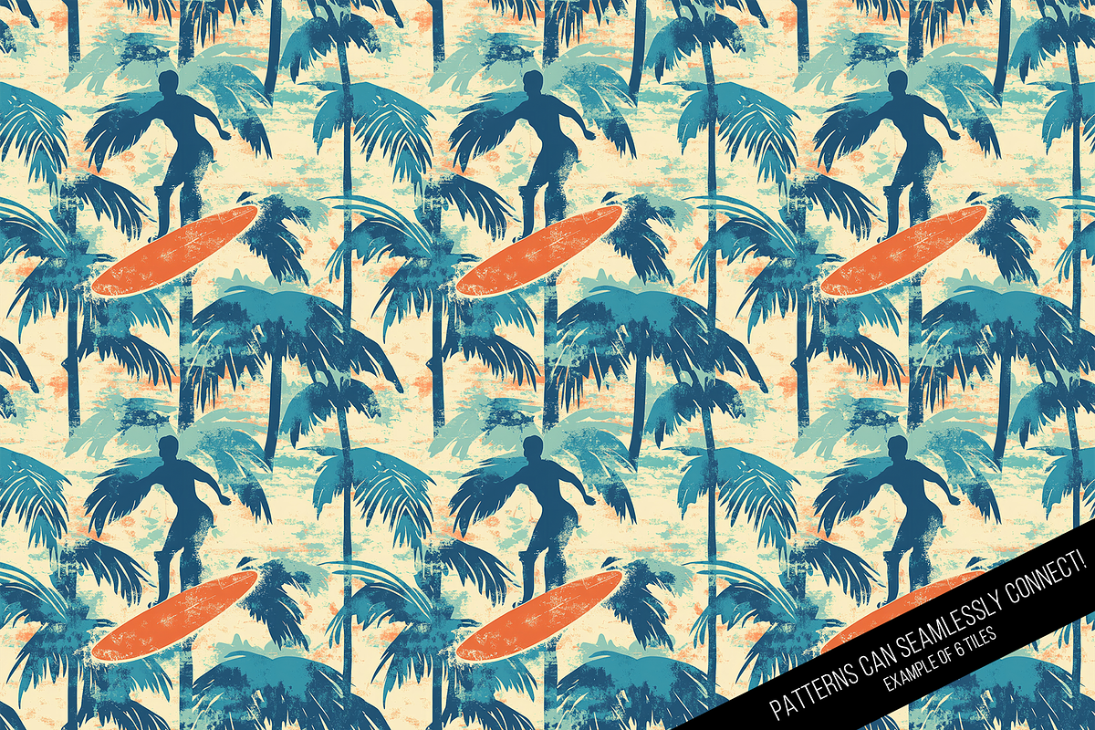 Retro Surfing Seamless Digital Paper, a Pattern Graphic by Chromolume Studio (Photo 7 of 15)