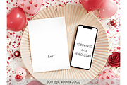Valentine Card and Phone Mockup, a Product Mockup by MockupWizard (Thumbnail 2 of 4)