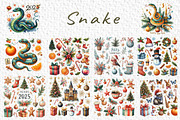 Snake 2025 Watercolor Clipart PNG, a Seasonal Illustration by FITALARTSNEDIGI (Thumbnail 3 of 8)