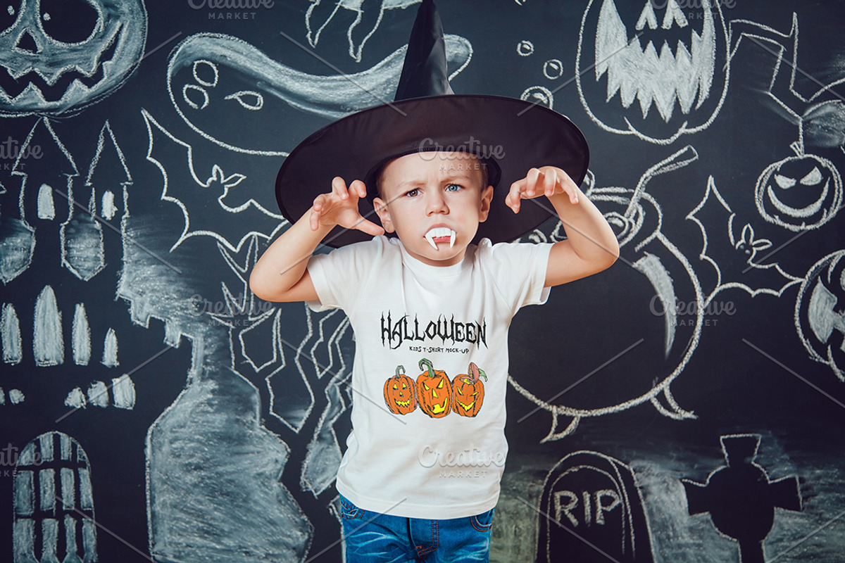 Halloween Kids T-Shirt Mock-Up, a Shirt Mockup by Freeman Studio (Photo 13 of 19)