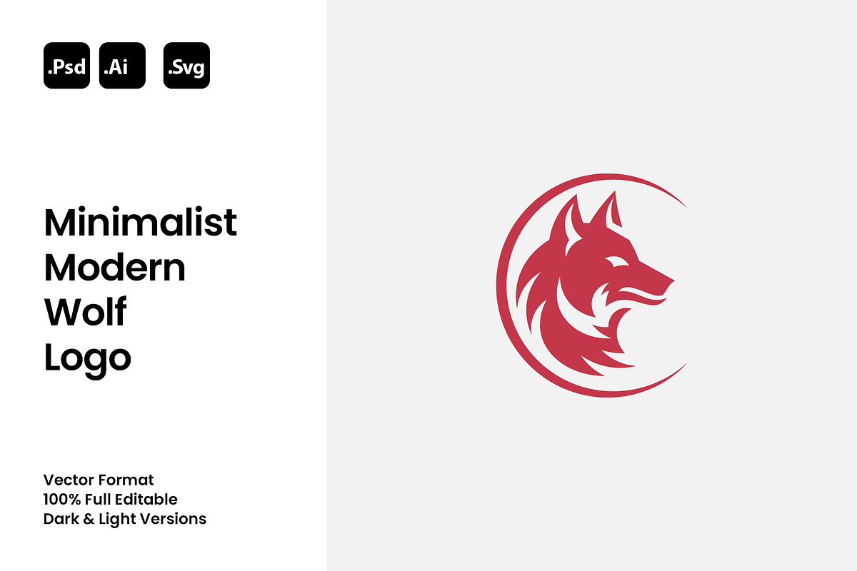 Minimalist Modern Wolf Logo, a Branding & Logo Template by Luxury Logos (Photo 1 of 4)