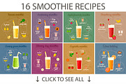 16 vector smoothie recipes, a Food Illustration by Mallinka (Thumbnail 2 of 4)