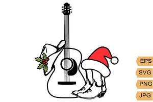 Christmas Country Music Guitar Svg