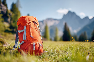 Hiking backpack in scenic outdoor setting, an Arts & Entertainment Photo by AlyaAnd