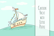 Cartoon yacht with little People, an Object Illustration by Sapunkele (Thumbnail 1 of 2)