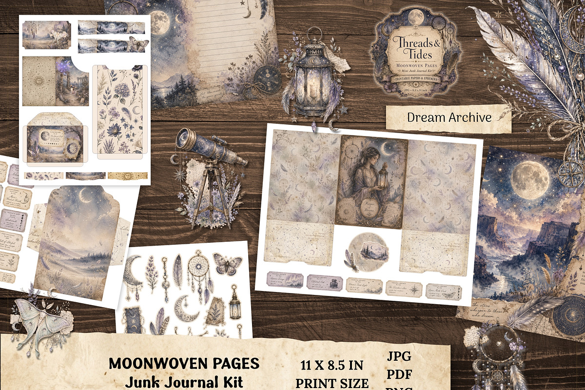 Celestial Printable Journal Kit, a Decorative Illustration by Print Haven Mochi Vintage (Photo 1 of 9)