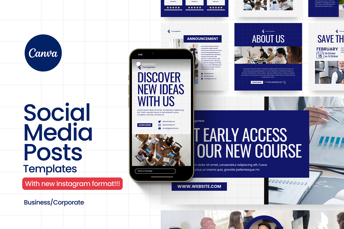 Social Media Kit | IG, FB, LinkedIn, a Social Media Template by Studio B | Canva Template (Photo 1 of 13)