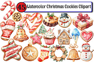 Watercolor Christmas Cookies, an Illustration by Design Market