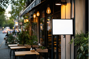 A cozy street cafe scene featuring a, an Architecture Photo by Sergey Kotenev