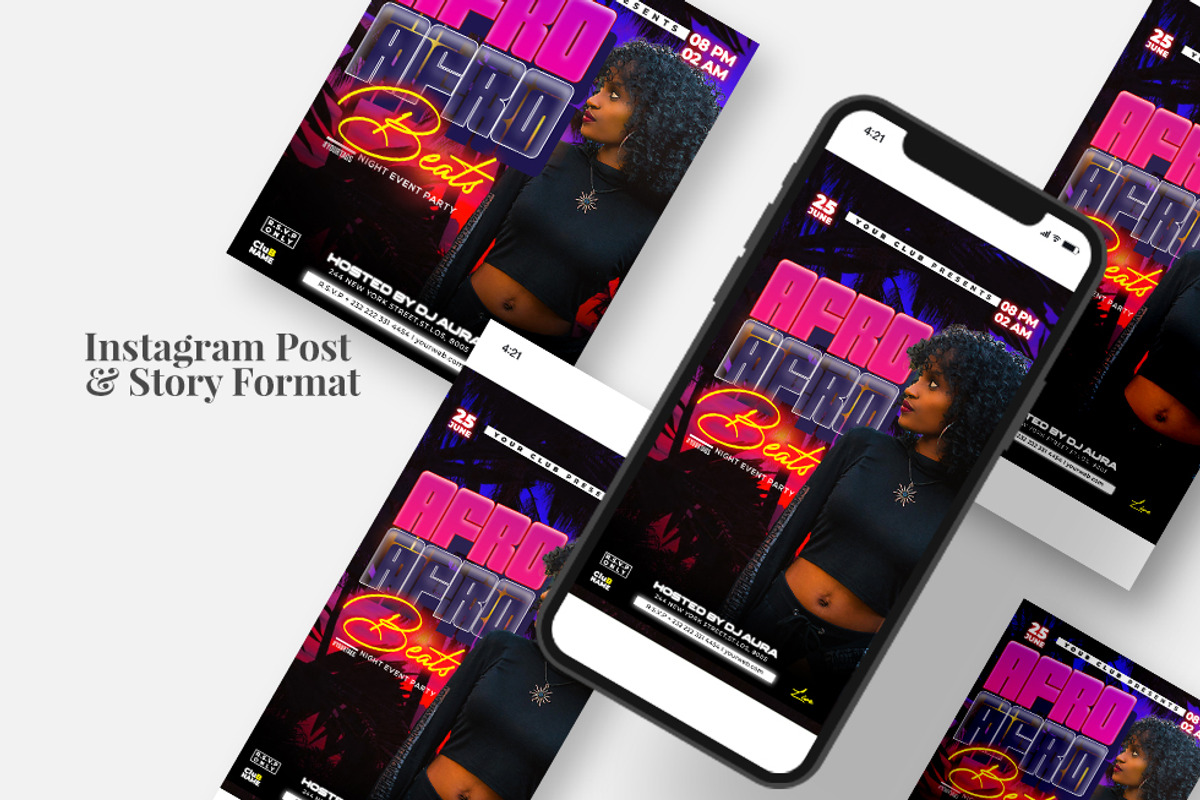 Afro Beats Event Instagram (PSD), a Social Media Template by studioflyers.com (Photo 3 of 3)
