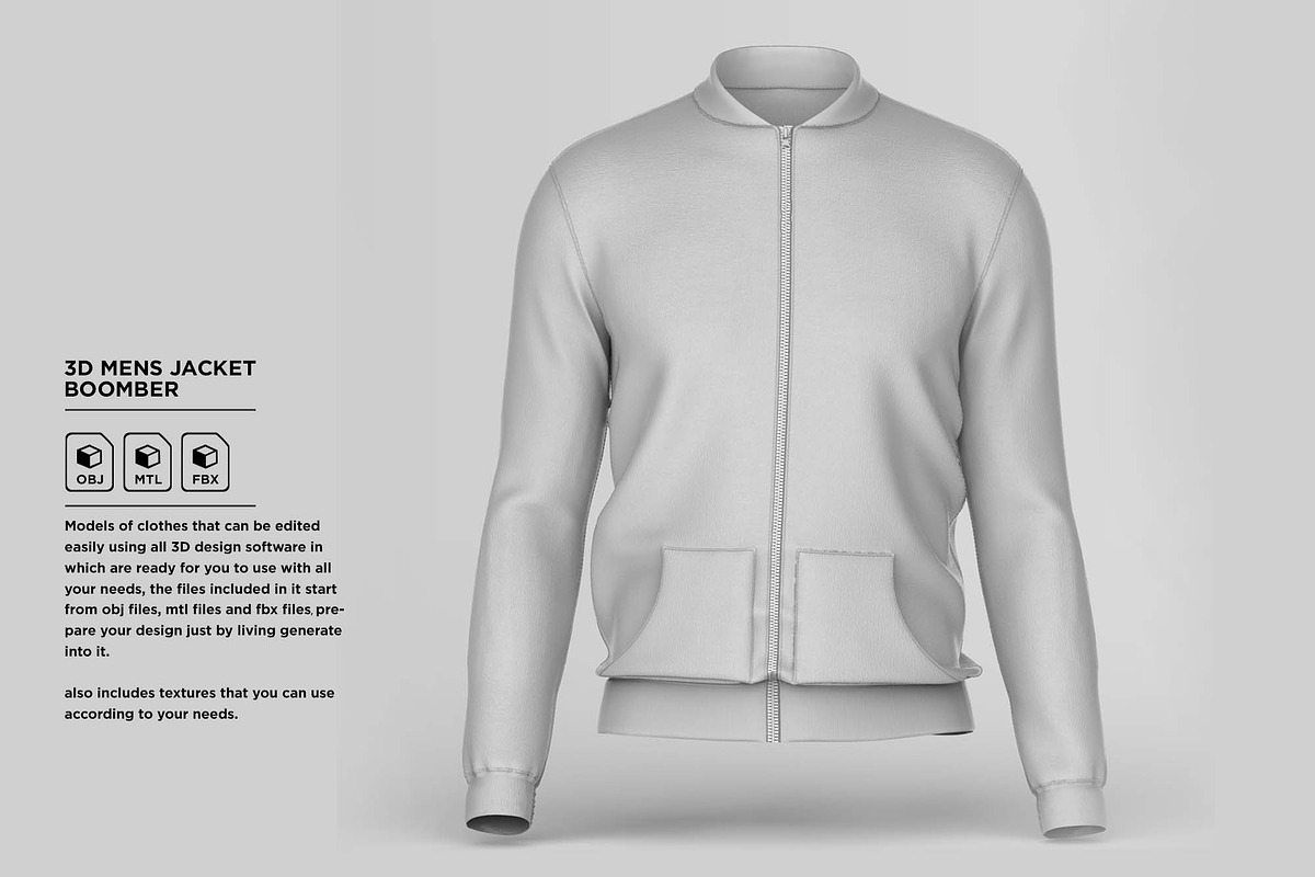 3D Mens Bomber Jacket Apparel Cloth, an Object 3D Model by 3D Resource (Photo 1 of 6)