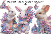 Rabbit Watercolor Clipart, a Seasonal Illustration by CreationArt (Thumbnail 1 of 5)