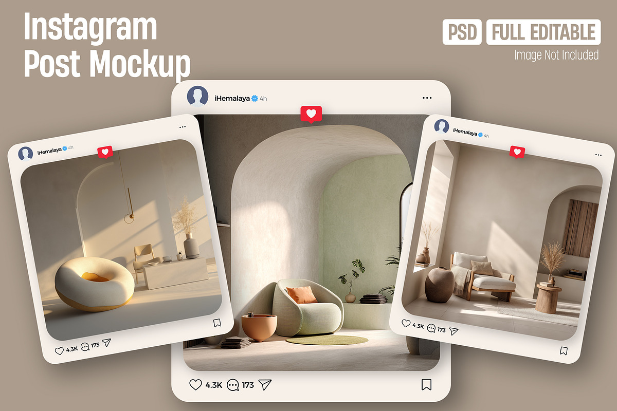 Instagram Post Mockup, an Advertising Mockup by iHemalaya (Photo 2 of 4)