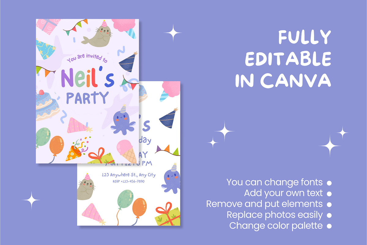 Birthday Party Canva Invitation, a Design Template by TemplateCastleStore (Photo 3 of 4)