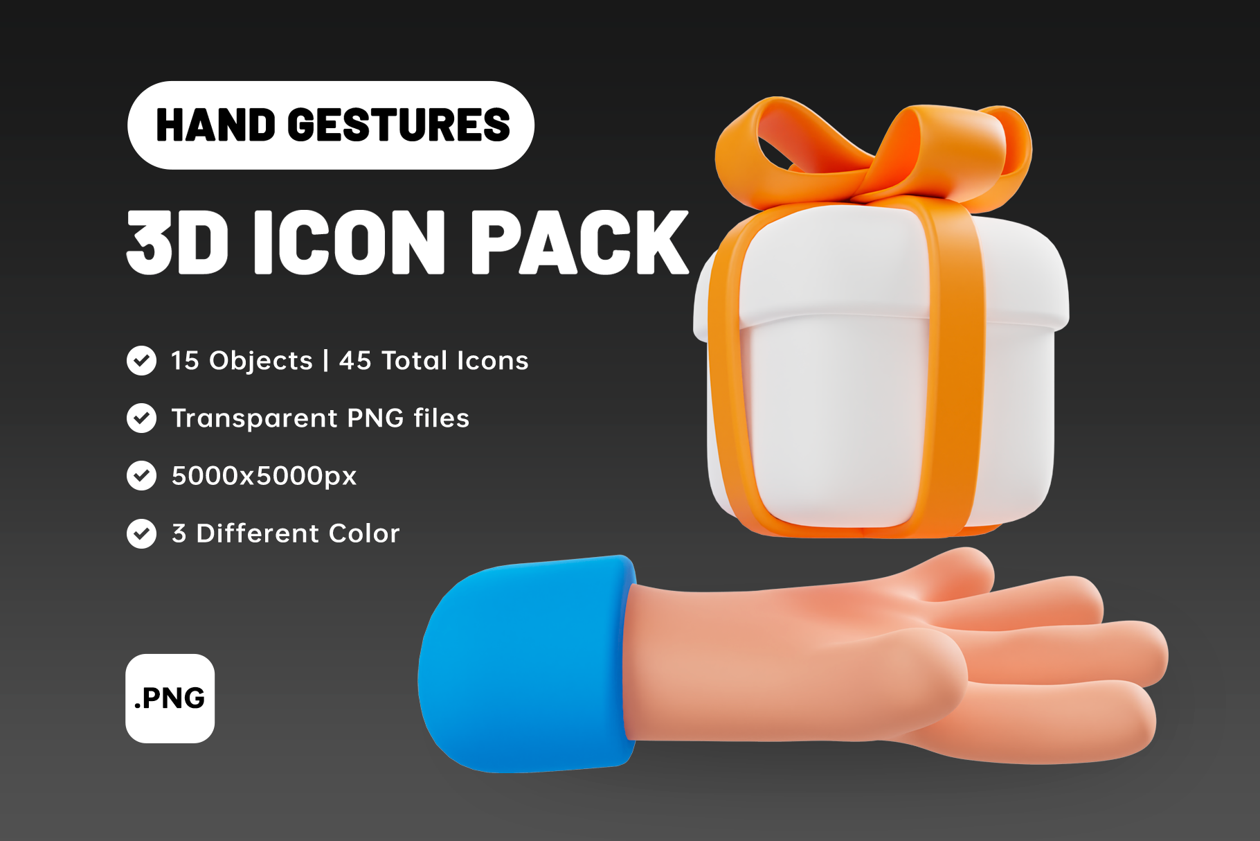Hand Gestures 3D icon Pack