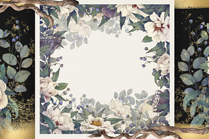 White Peony Floral Snake Border