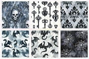 Seamless Black Gothic digital paper, an Illustration by CreationArt (Thumbnail 2 of 4)