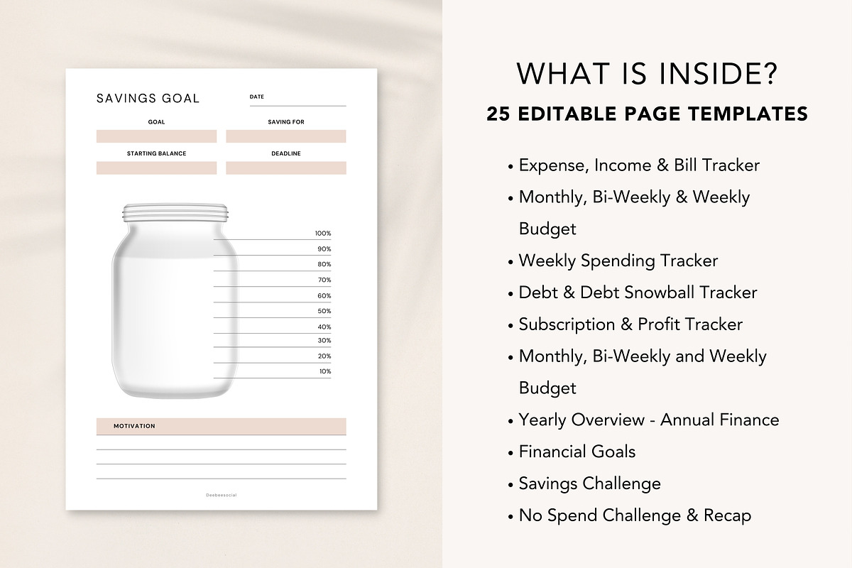 Budget Planner Bundle for Canva, a Templates & Theme by DeeBeeDesign (Photo 3 of 11)
